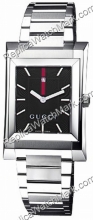 Gucci 111 Guccio Bracelet Black Dial Polished Stainless Steel Sq