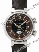 Replica Louis Vuitton Watch black dial with leather band