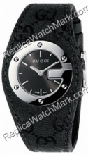 Gucci 104G G-Watch Black Gucci Logo Ladies Watch YA104504