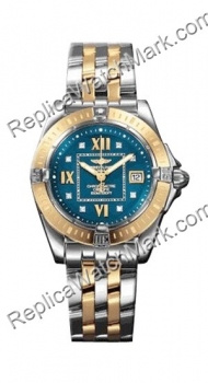 Breitling Windrider Cockpit Lady 18kt Yellow Gold Steel Blue Lad