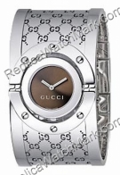 Gucci Damas de acero giro ancho brazalete reloj YA112401