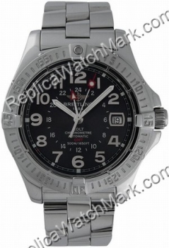 Breitling Aeromarine Colt Mens GMT Steel Black Watch A3235011-B7