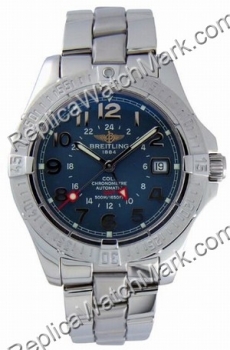 Breitling Aeromarine Colt Mens GMT Steel Blue Watch A3235011-C6-
