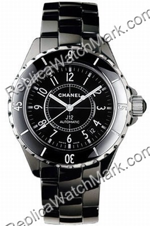 Chanel J12 Black Ceramic Automatic Midsize Unisex Watch H0685 - Click Image to Close
