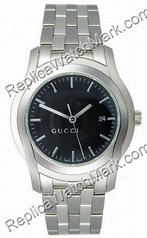 Gucci 5505 Stainless Steel Black Ladies Watch YA055211 - Click Image to Close