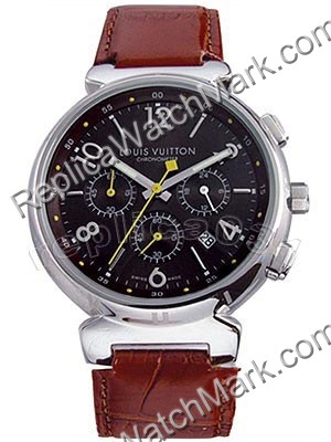 Replica Louis Vuitton Watch black dial with rubber band - Click Image to Close