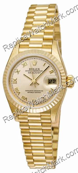 Rolex Oyster Perpetual Lady Datejust 18kt Gold Ladies Watch 7917 - Click Image to Close