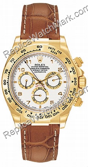 Swiss Rolex Oyster Perpetual Cosmograph Daytona 18kt Gold Mens W - Click Image to Close