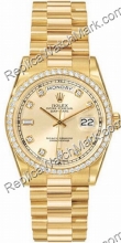 Swiss Rolex Oyster Perpetual Day-18kt Date Mens Diamond Yellow G