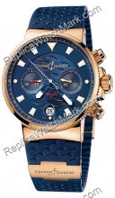 Ulysse Nardin Marine Blue Mens Chronograph Watch Seal 356-68LE-3