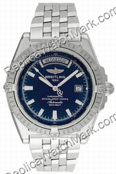 Breitling Windrider Mens Steel Vento contrario Blue Watch A45355