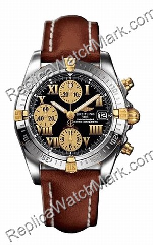 Breitling Chrono Cockpit Windrider 18kt Yellow Gold Brown Mens S
