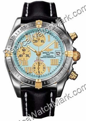 Breitling Chrono Cockpit Windrider 18kt Yellow Gold Turquoise Me