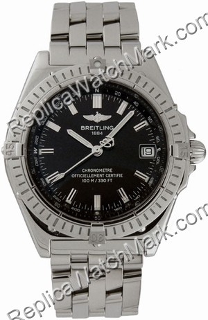 Wings Windrider Breitling Mens Automatic Steel Black Watch A1035