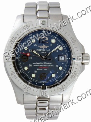 Steelfish Breitling Superocean Mens Steel X-Plus Blue Watch A173