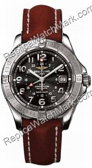 Breitling Colt Aeromarine Mens Steel GMT Brown Watch A3235011-B7