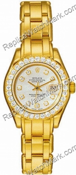 Rolex Oyster Perpetual Lady Datejust Pearlmaster jaune 18 kt, Me