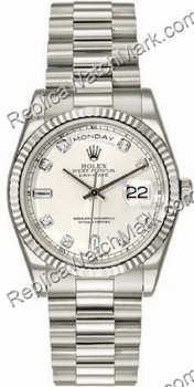 Rolex Oyster Perpetual Day-Date 18kt White Gold Diamond Mens Wat