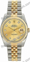 Swiss Rolex Oyster Perpetual Datejust Diamond Two-Tone 18kt Gold