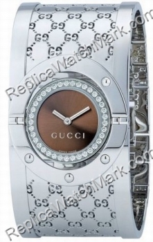 Gucci 112 Twirl Rotating 37 Diamond Brown Steel Ladies Watch YA1