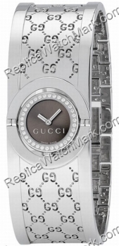 Gucci Twirl Diamond Steel Bangle Ladies Watch YA112503