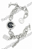 Gucci 107 Black Steel Charm Ladies Bracelet Watch YA107503