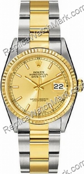 Hommes suisse Rolex Oyster Perpetual Datejust deux tons en or 18