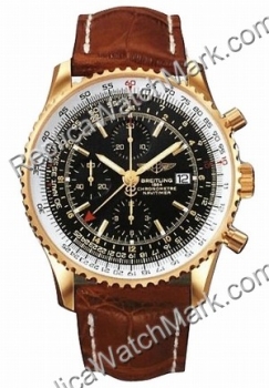 18kt Mundial Breitling Navitimer Ouro Amarelo Mens Watch Brown K