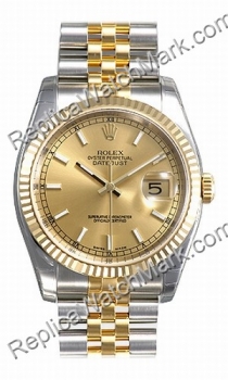 Mens Swiss Rolex Oyster Perpetual Datejust Two-Tone oro 18kt e S