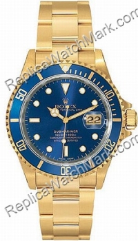 Swiss Rolex Oyster Perpetual Submariner Date Mens 18kt Gold Watc