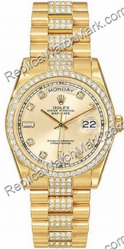 Swiss Rolex Oyster Perpetual Day-Date 18kt Yellow Gold Diamond M