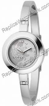 Gucci 105 Silver Bangle Feminina Floral Diamond Watch YA105508