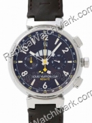 Replica Louis Vuitton Watch schwarzes Zifferblatt mit Lederband Replica Louis Vuitton Watch schwarzes Zifferblatt mit Lederband