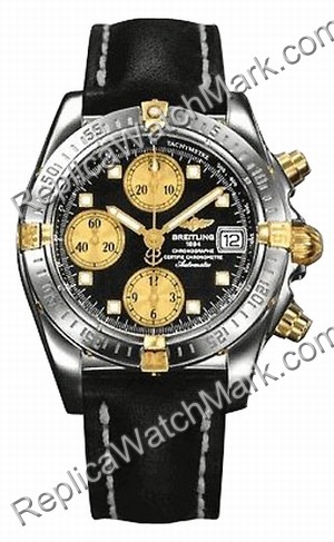 Breitling Windrider Chrono Cockpit 18kt Yellow Gold Steel Black - Click Image to Close