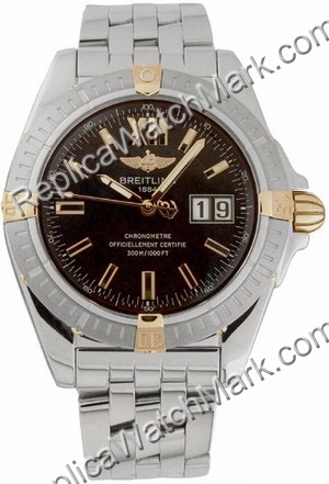 Breitling Windrider Cockpit 18kt Yellow Gold and Steel Black Men - Click Image to Close