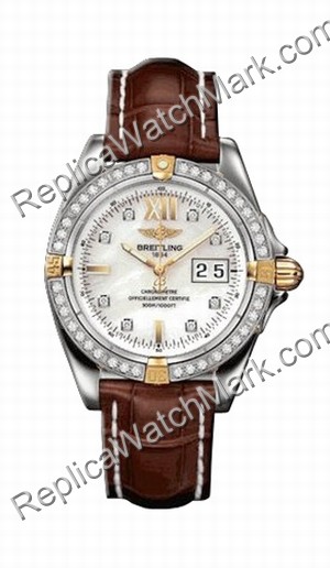 Breitling Windrider Cockpit Diamond 18kt Yellow Gold Steel Brown - Click Image to Close