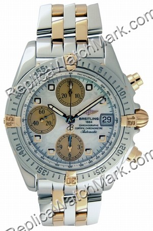 Breitling Windrider Chrono Cockpit 18kt Yellow Gold Steel Mother - Click Image to Close