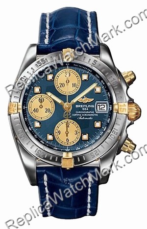 Breitling Windrider Chrono Cockpit 18kt Yellow Gold Steel Blue M - Click Image to Close