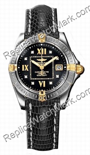 Breitling Windrider Cockpit Lady Diamond 18kt Yellow Gold Steel - Click Image to Close