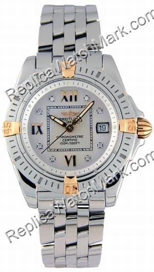 Breitling Windrider Cockpit Lady Diamond 18kt Yellow Gold Steel - Click Image to Close