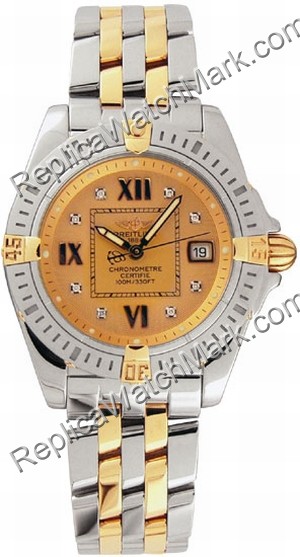 Breitling Windrider Cockpit Lady Diamond 18kt Yellow Gold and St - Click Image to Close