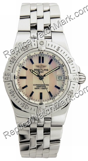 Breitling Windrider Starliner Mother-of-Pearl Striped Dial Steel - Click Image to Close