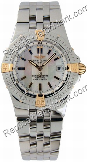 Breitling Windrider Starliner 18kt Yellow Gold Watch Ladies Stee - Clicca l'immagine per chiudere