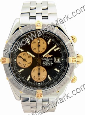 Breitling Windrider Crosswind 18kt Yellow Gold Steel Black Mens - Click Image to Close