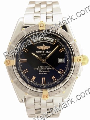 Breitling Windrider Headwind 18kt Yellow Gold Steel Black Mens W - Click Image to Close