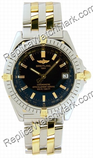 Breitling Windrider Wings Automatic 18kt Yellow Gold Steel Black - Click Image to Close
