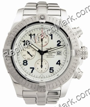 Breitling Aeromarine Super Avenger Steel White Mens Watch A13370 - Click Image to Close