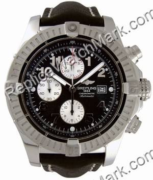 Breitling Aeromarine Super Avenger Steel Black Mens Watch A13370 - Click Image to Close