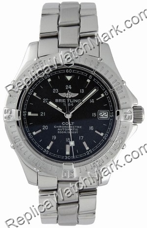 Breitling Aeromarine Colt Automatic Steel Black Mens Watch A1735 - Click Image to Close
