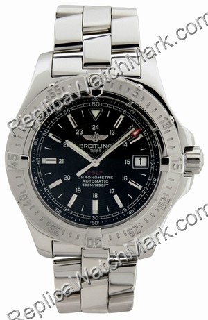 Breitling Aeromarine Colt Automatic Steel Black Mens Watch A1738 - Click Image to Close